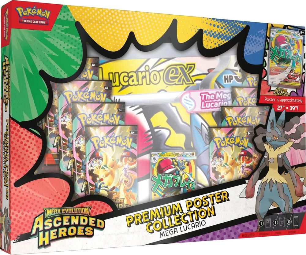 Pokémon TCG: Mega Evolution—Ascended Heroes Premium Poster Collection (Mega Lucario)